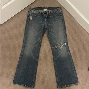 Banana Republic Flare Distressed Blue Jeans